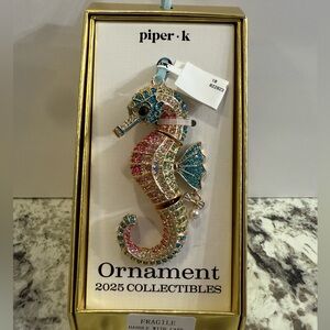 Piper K Gold Multicolored Pave Rhinestone Seahorse Ornament 2025 Collection